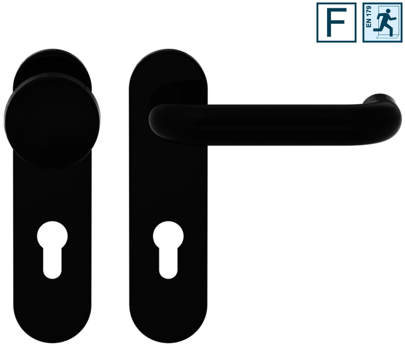Türdriegel, Türgriff, Schwarz, Metall, Klinker/Keilform
