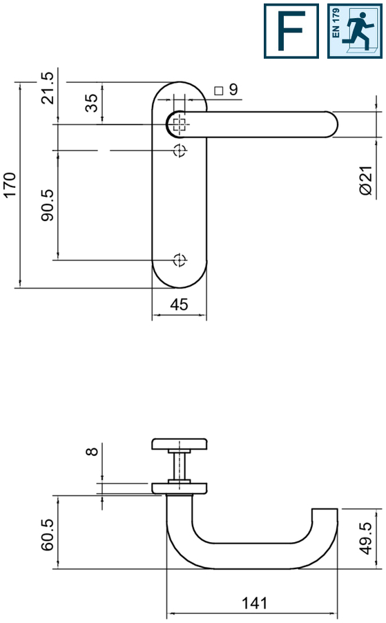 Türklinke, Türgriff, Türöffner, Aluminium, Oberfläche