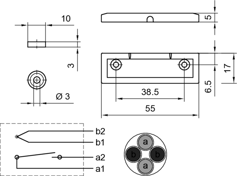mechanisches Teil, Zeichnungen, Abmessungen, Löcher Kreis, Stifte
