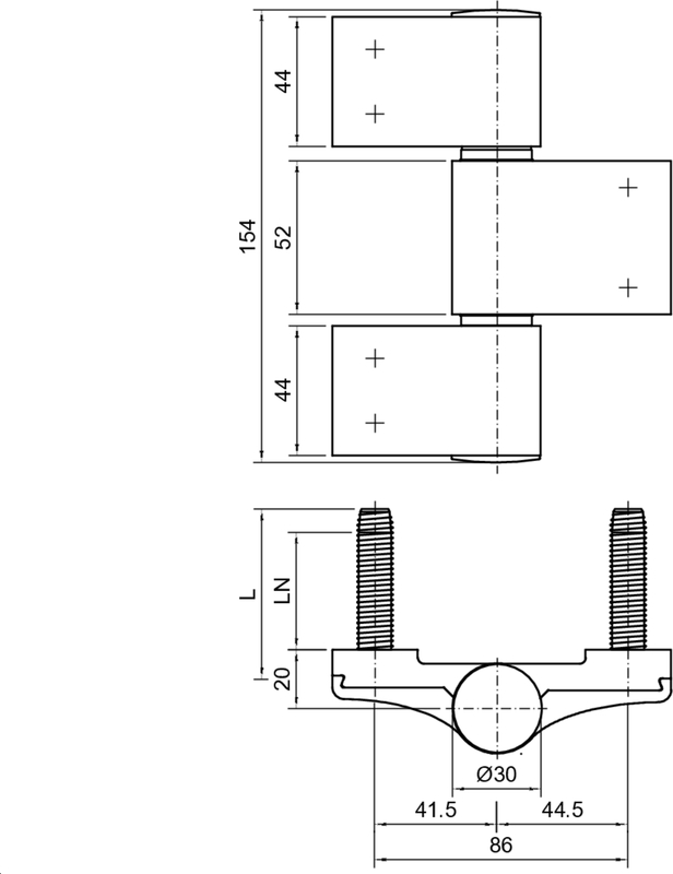 Mechanisches Bauteil, bolzenmontage, U-för bracket, Bohrung Ø30, Maße 86 mm