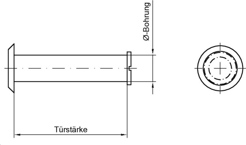 Schraube, Niederschnitt, Türstärke, Durchmesser, Bohrung