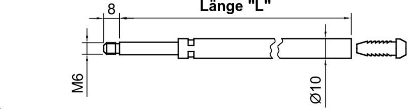 Maschinenstift, Gewindeende, Sechskantverbindung, Bohrlochdurchmesser, Stahlführung