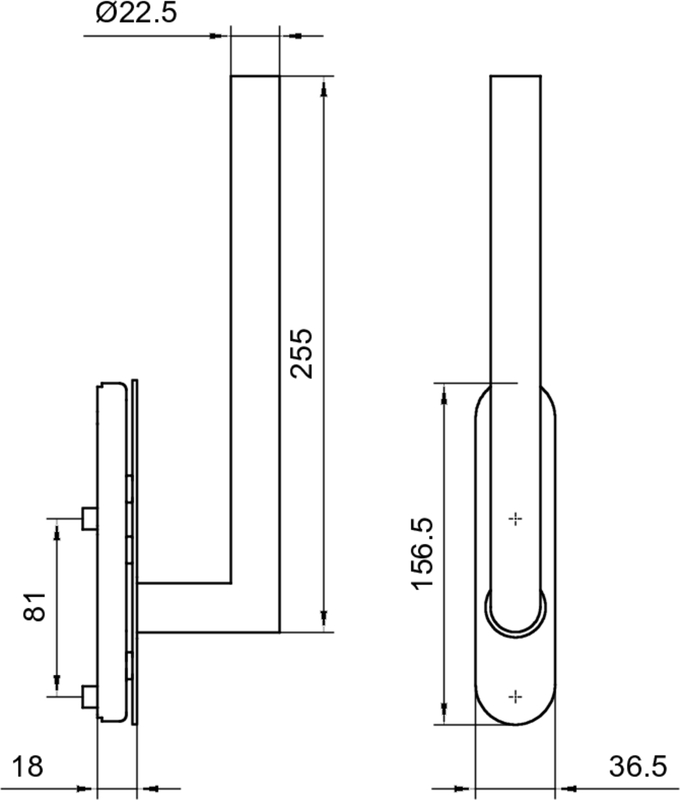 Scharnier, Drehteil, metallisch, Zylinder, Abmessungen 255x?, Gewinde, Montageplatte
