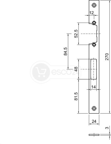 Schließblech f. E-Öffner Wilka 8600/8700 F3x24x270, L