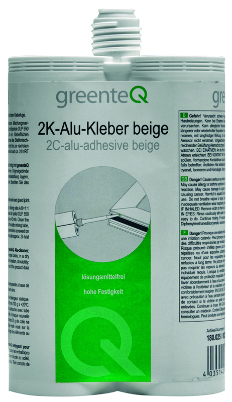 greenteQ 2K-Alu-Klebstoff D/GB/F Tandem-PP-Kartusche à 550 g, beige, VE10