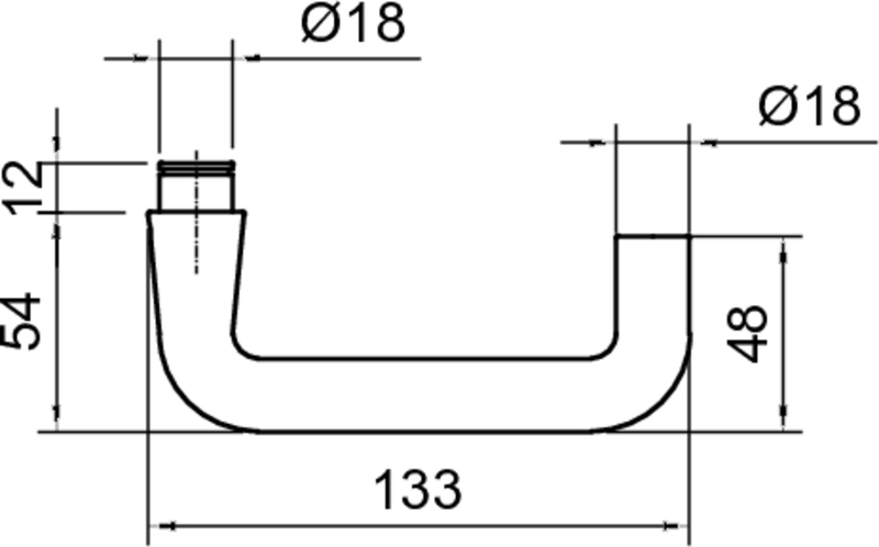 U-Bügel, T-Stück, Halterung, Abmessungen, Rundprofil