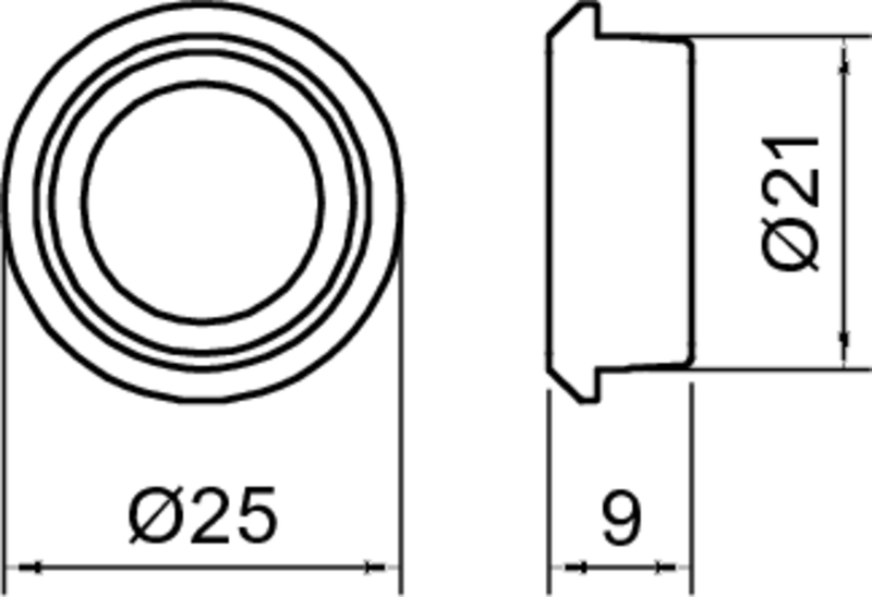 kreisförmige Dichtung, Dichtung, Ring, Durchmesser Ø25, Öffnung Ø21
