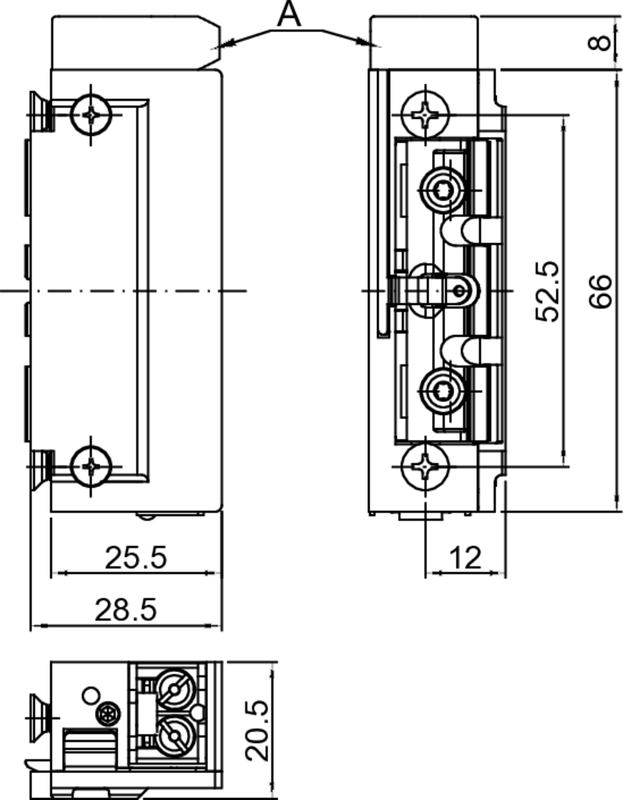 elektrisches Bauteil, Klemmenblock, Abmessungen, Montageschrauben, Reihengerät
