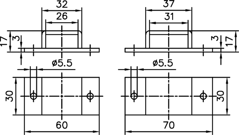 montagehalter, elektronische_hardware, kunststoff_basis, schraubenlöcher, abmessungen_60_70mm