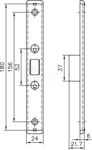 Schließgehäuse KFV für AS 2300 P6X24X180, verstellbar, niro