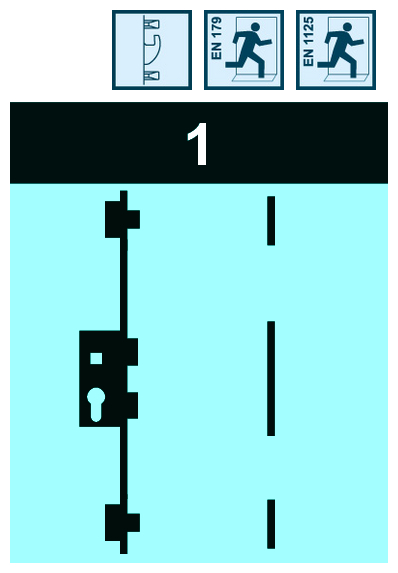 Notfallausgang, Türenschild, Behindertensymbol, flaches Muster, blauer Hintergrund