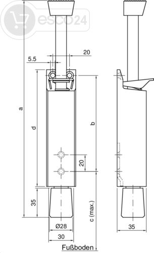 TÜRFESTSTELLER 90MM HUB, RAL 9016