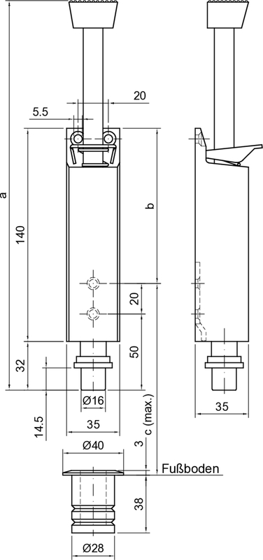 Stangen, Hebe, Türstopper, mechanisches Bauteil, verstellbar