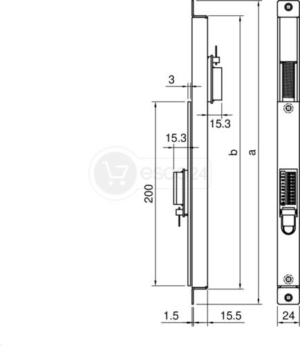 ASSA Kabelübergang verdeckt/lösbar 10-polig l=297 mm, Aufnahmekasten einseitig