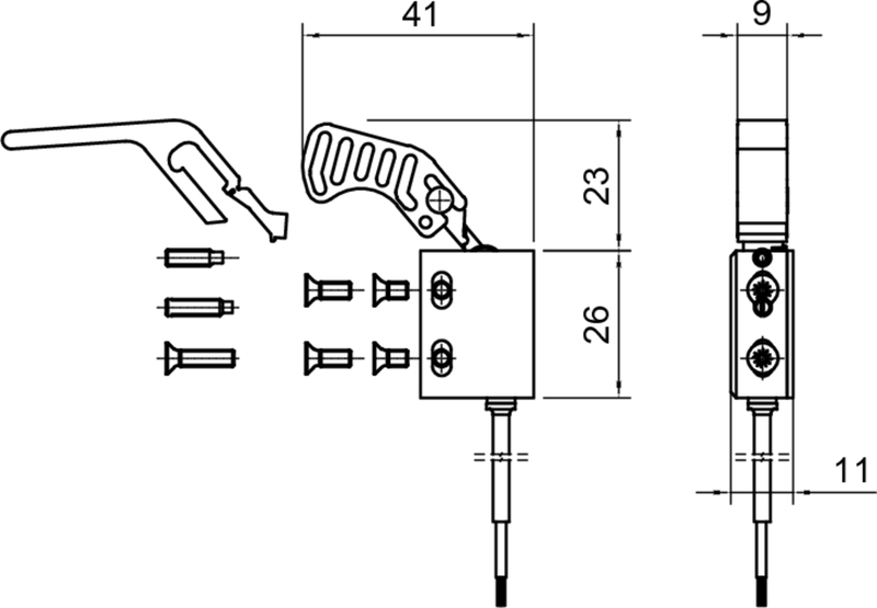 handheld, Auslöser, elektrischer Schalter, Mini-Schalter, Kabelausgang
