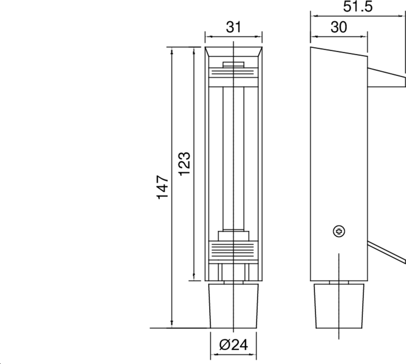 Lampe, LED, Linienlampe, hochleser, Abmessungen 147x31