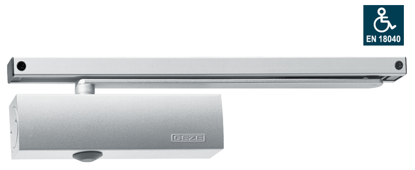 furniture hardware, Türschließer, silberner finish, verstellbar, mit Hebel