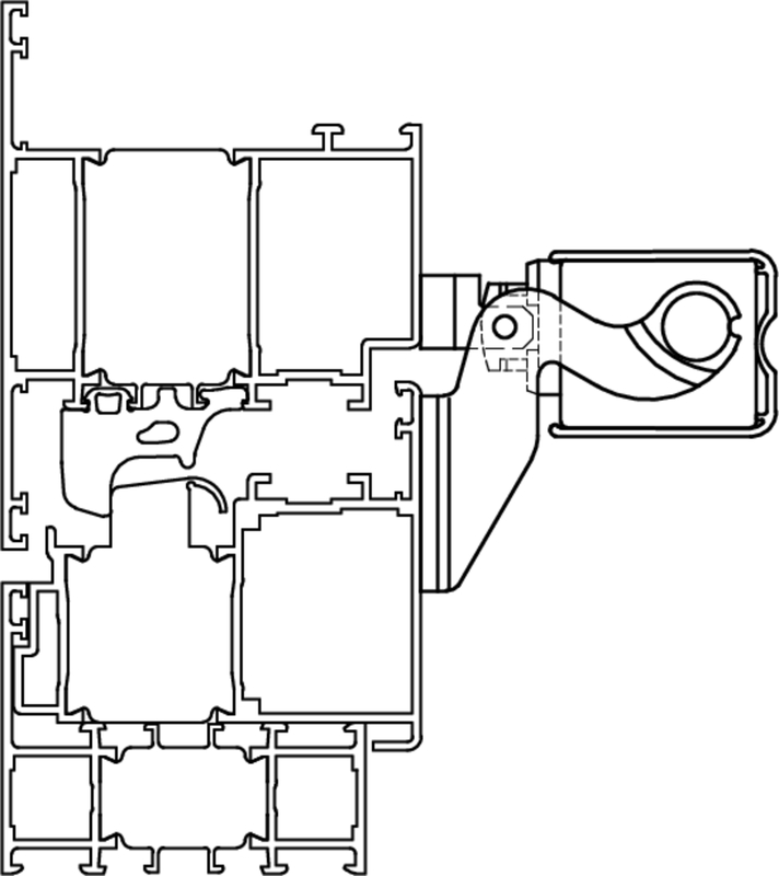 Aluminiumprofil, Schnittzeichnung, Ausschnitt, Montagehalter, Fensterprofil
