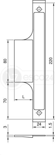 ISO-Platte Reynaers CS77 NSB  Lappen 23mm F3x24x220mm DIN L/R