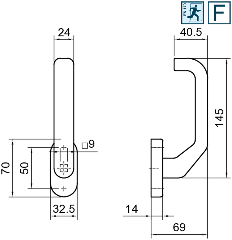 Türgriff, C-förmiger Griff, Türgriff aus Metall, Griff, Abmessungen 145x40.5