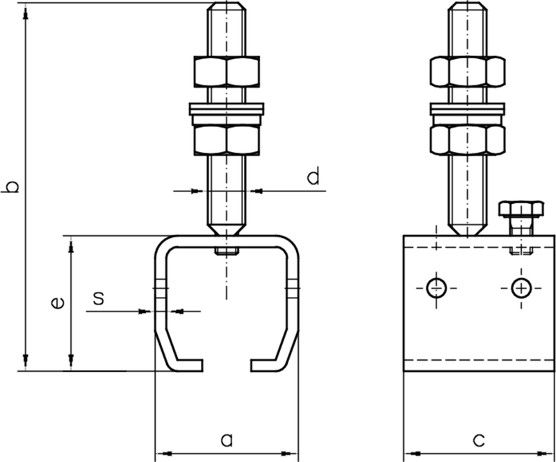 Befestigungsbolzen, Schraubenspannvorrichtung, Klemme, Montagezubehör, Gabelklemme